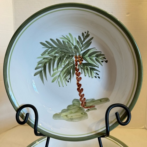 Gibson Designs PALM COURT GIDPAC Cereal Bowl Green Palm Tree Green - Set of 4 - Picture 4 of 16